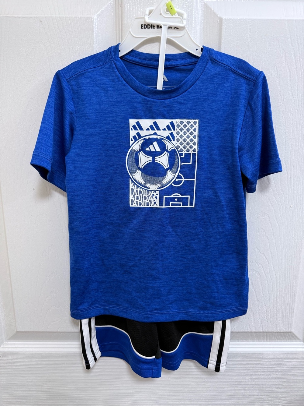 adidas Royal Blue Short-Sleeve Soccer Graphic Tee and Short Set, Size 4T